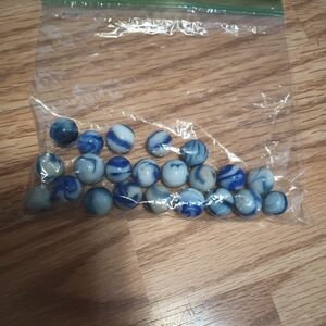Vintage Blue Swirl Marbles. 22 .